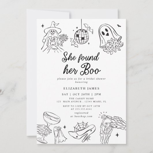 She Found Her Boo Ghost Floral Bridal Shower Kaart (Voorkant)