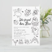 She Found Her Boo Ghost Floral Bridal Shower Kaart (Staand voorkant)
