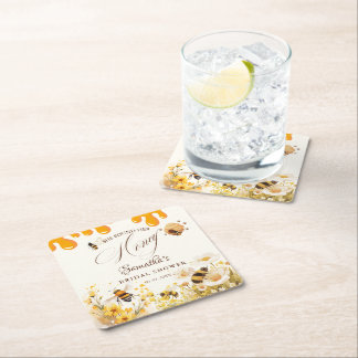 She found her honey Bee bridal shower Vierkante Kartonnen Onderzetter