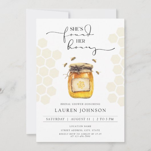 She Found Her Honey Elegant Bee Bridal Shower Kaart (Voorkant)