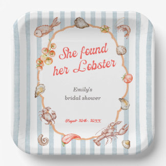 She Found Her Lobster Coastal Bridal Shower Papieren Bordje