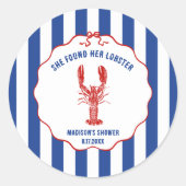 She Found Her Lobster Nautical Bridal Shower Ronde Sticker (Voorkant)