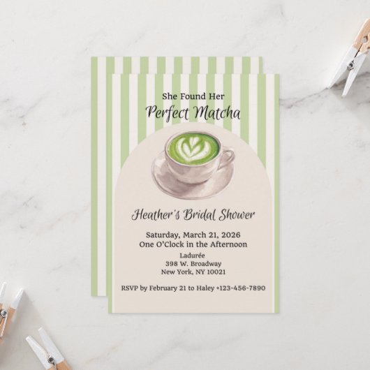 She Found Her Perfect Match Invitation Kaart (Voorkant / Achterkant in situ)