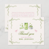 She Found Her Perfect Matcha Bow Bridal Shower  Bedankkaart (Voorkant / Achterkant)