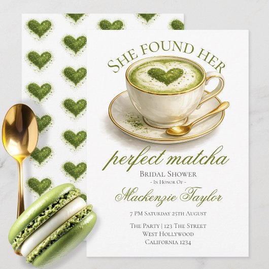 She Found Her Perfect Matcha Bridal Shower Kaart