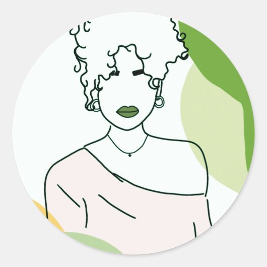 she - green ronde sticker (Voorkant)
