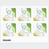 she - green vierkante sticker (Vel)