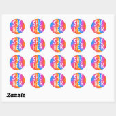 SHE/HER Pronouns Rainbow Handlettering Blad van Ronde Sticker (Vel)