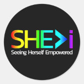 SHE>i Zien dat ze zichzelf machtig maken Ronde Sticker (Voorkant)