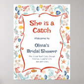 She Is a Catch Ocean Welcome Poster Nautical (Voorkant)