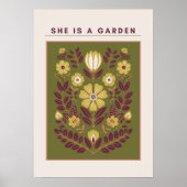 She Is a Garden – Botanical Wall Art (Sage) Poster (Voorkant)