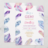 She Is A Gem Stone Crystal Birthday Invitation Kaart (Voorkant / Achterkant)