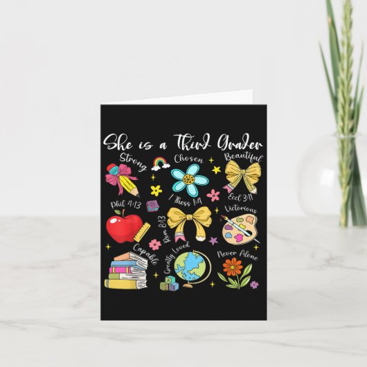 She Is A Third Grader Bible Verses Back To School Kaart (Voorkant)