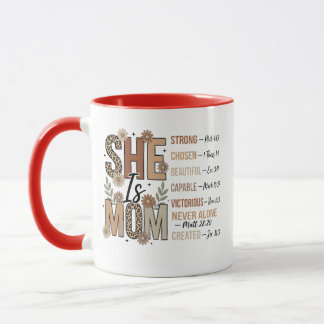 She Is Mom Mug | Floral Leopard Print Mom Gift
