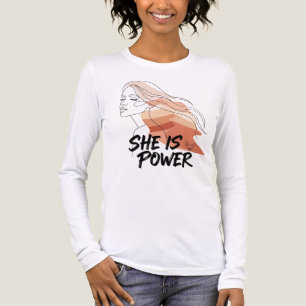 She Is Power – Desert Tones Vrouwelijke lijnkunst Tri-Blend Shirt