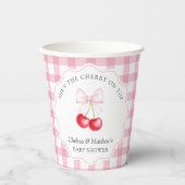 She is The Cherry On Top Whimsical Bow Baby Shower Papieren Bekers (Voorkant)