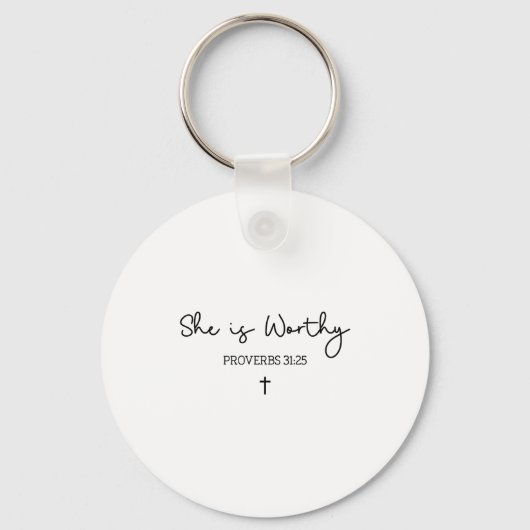 She Is Worthy Proverbs 31_25 Christian Boho Bible  Sleutelhanger (Voorkant)