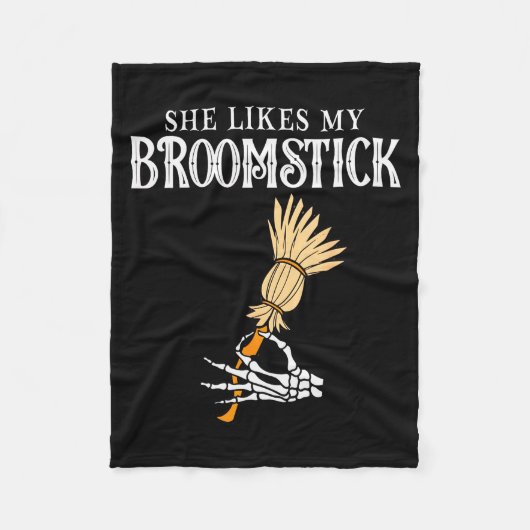 She Likes My Broomstick Couples Pumpkins Skeleton  Fleece Deken (Voorkant)