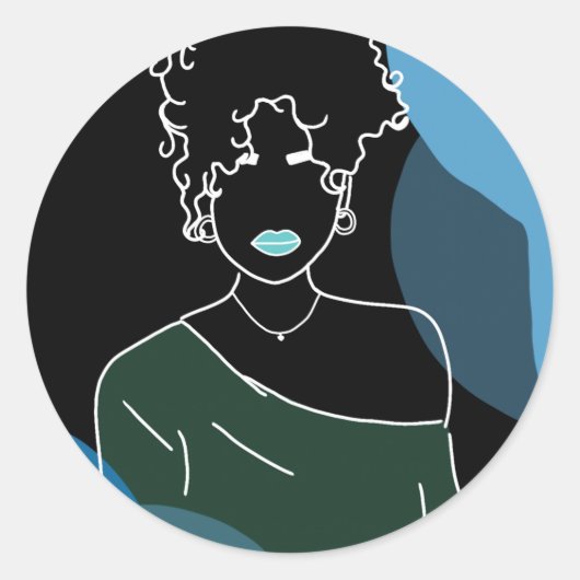 she - negativo ronde sticker (Voorkant)