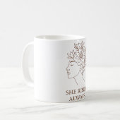 She Rises. Always — Minimalist Empowerment Design Koffiemok (Voorkant links)