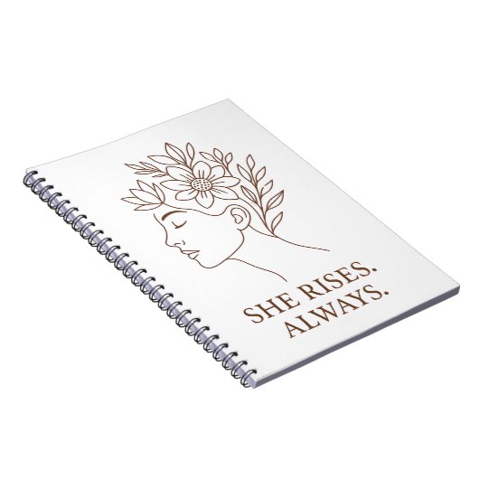 She Rises. Always — Minimalist Empowerment Design Notitieboek (Rechterzijde)
