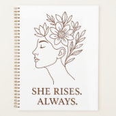 She Rises. Always — Minimalist Empowerment Design Planner (Voorkant)