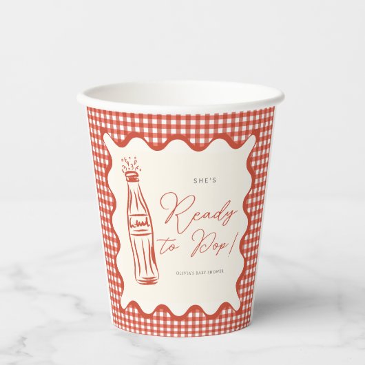 She’s ready to pop baby shower papieren bekers (Voorkant)