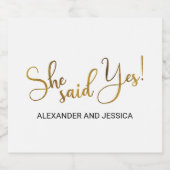 She Said Yes Bier Etiket (Enkel label)