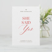 She Said Yes Engagement Party Invitation (Debout devant)