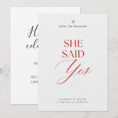 She Said Yes Engagement Party Invitation (Devant / Derrière)