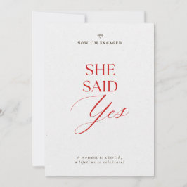 She Said Yes Engagement Party Invitation Kaart