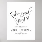 She Said Yes Engagement Party Welcome Poster (Voorkant)