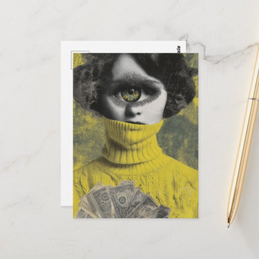 She sees money surreal briefkaart (Voorkant / Achterkant in situ)