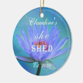 She Shed Shades of Blue Water Lily Christmas Keramisch Ornament (Links)