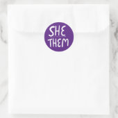 SHE/THEM-randnummers Paarse handloopset van Ronde Sticker (Tas)