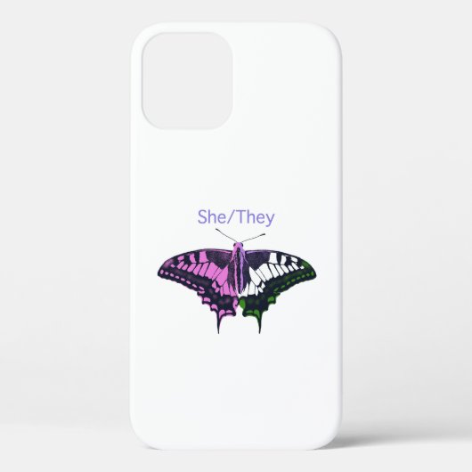 She/They Non-Binary Flag Swallowtail Butterfly Case-Mate iPhone Case (Achterkant)