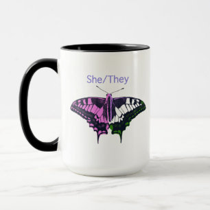 She/They Non-Binary Flag Swallowtail Butterfly Mok