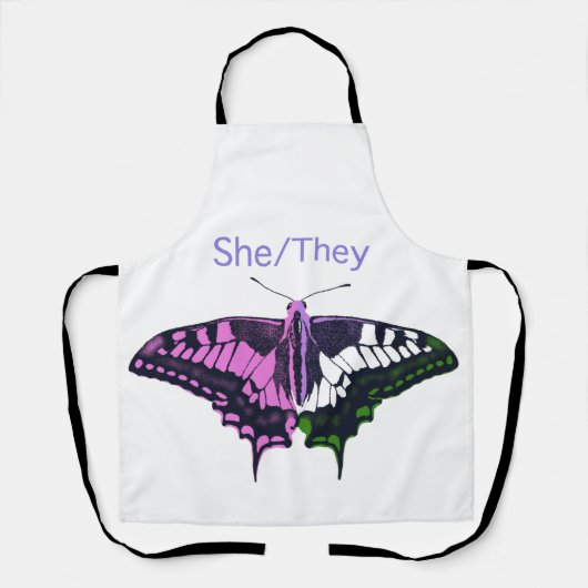 She/They Non-Binary Flag Swallowtail Butterfly Schort (Voorkant)