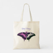 She/They Non-Binary Flag Swallowtail Butterfly Tote Bag (Achterkant)