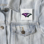 She/They Non-Binary Flag Swallowtail Butterfly Vierkante Button 5,1 Cm (In situ)