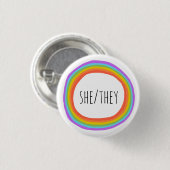 SHE/THEY Pronouns Colorful Rainbow Circle Ronde Button 3,2 Cm (Voorkant /achterkant)
