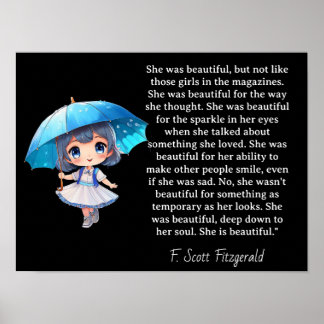 She was beautiful === F.Scott Fitzgerald  quote Poster