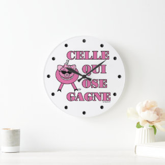 She Who Dares Wins French Saying Wall Clock Grote Klok