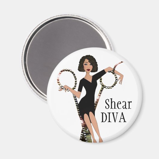 "Shear DIVA" Afro-Américain Diva Magnet (Recto/Verso)