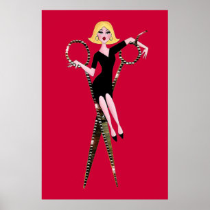 "Shear Diva" /Wth Bckgr-kleur Poster