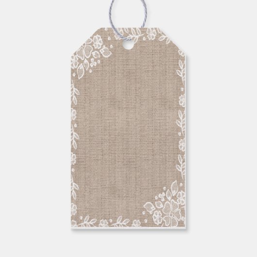 Shear Lace Burlap Rustiek Land Western Bruiloft Cadeaulabel (Achterkant)