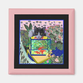 Sheba's Goldfish, Cat, Art Parody, Magneet