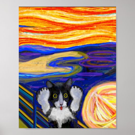 Sheba's schreeuw, Parody The Scream, Cat Art Poster (Voorkant)