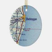 Sheboygan WI Map Keramisch Ornament (Rechts)