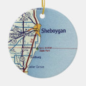 Sheboygan WI Map Keramisch Ornament (Voorkant)